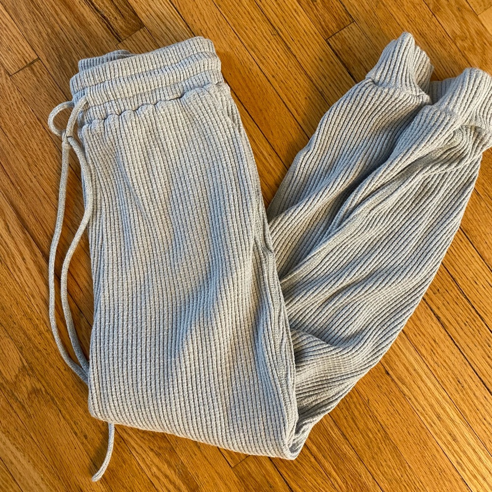 Light blue waffle knit joggers